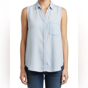 Andrea Jovine Striped Sleeveless Shirt Blue & White Women’s Top size L